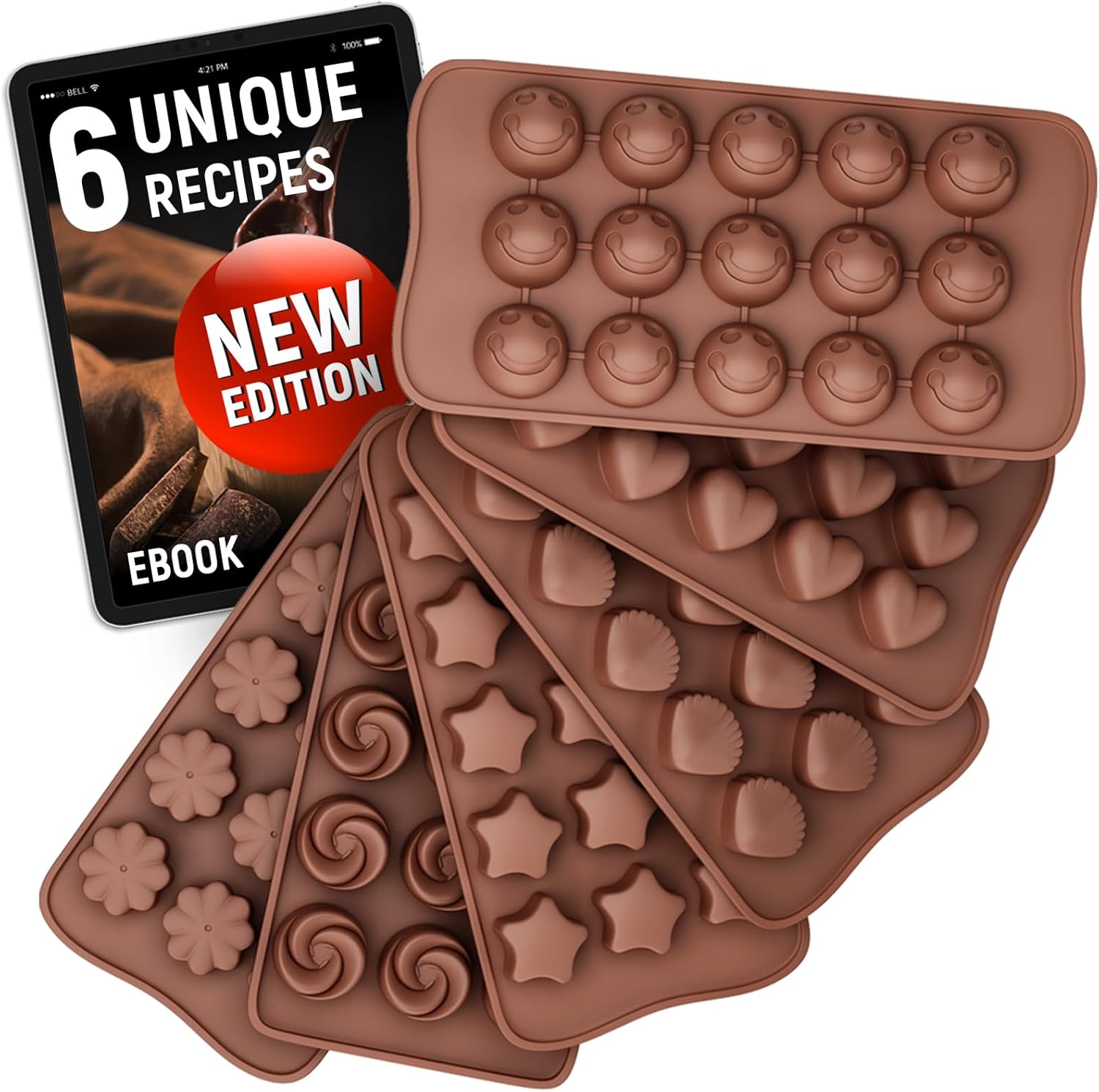Chocolate Molds Silicone - Set of 6 +Free Recipes eBook