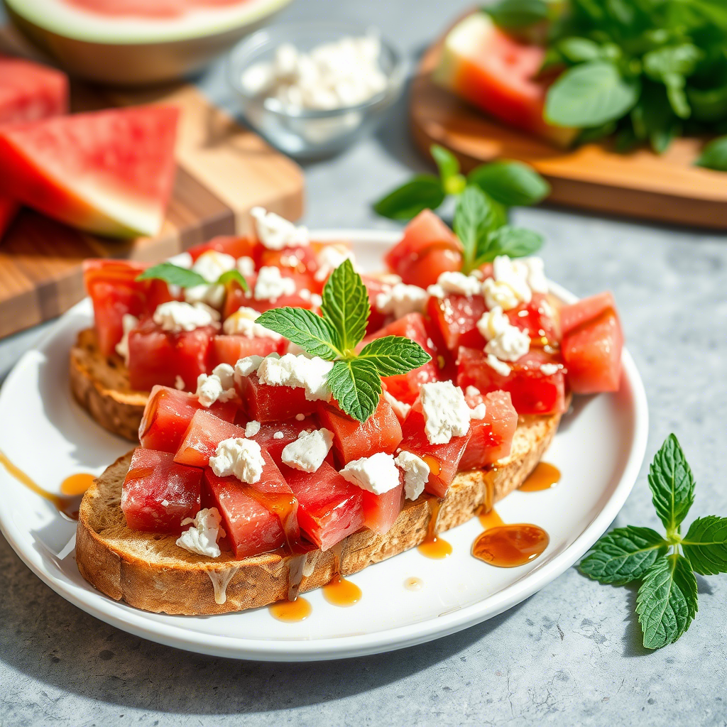 Watermelon and Feta Salad Toast