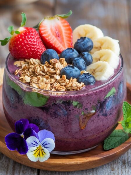 Smoothie Bowl with Granola and Fresh Fruit