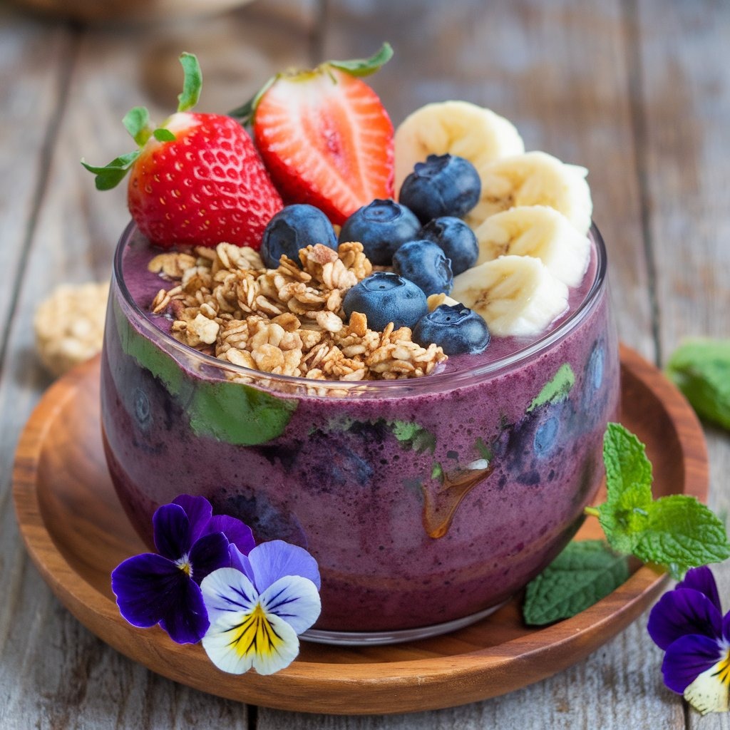 Smoothie Bowl with Granola and Fresh Fruit