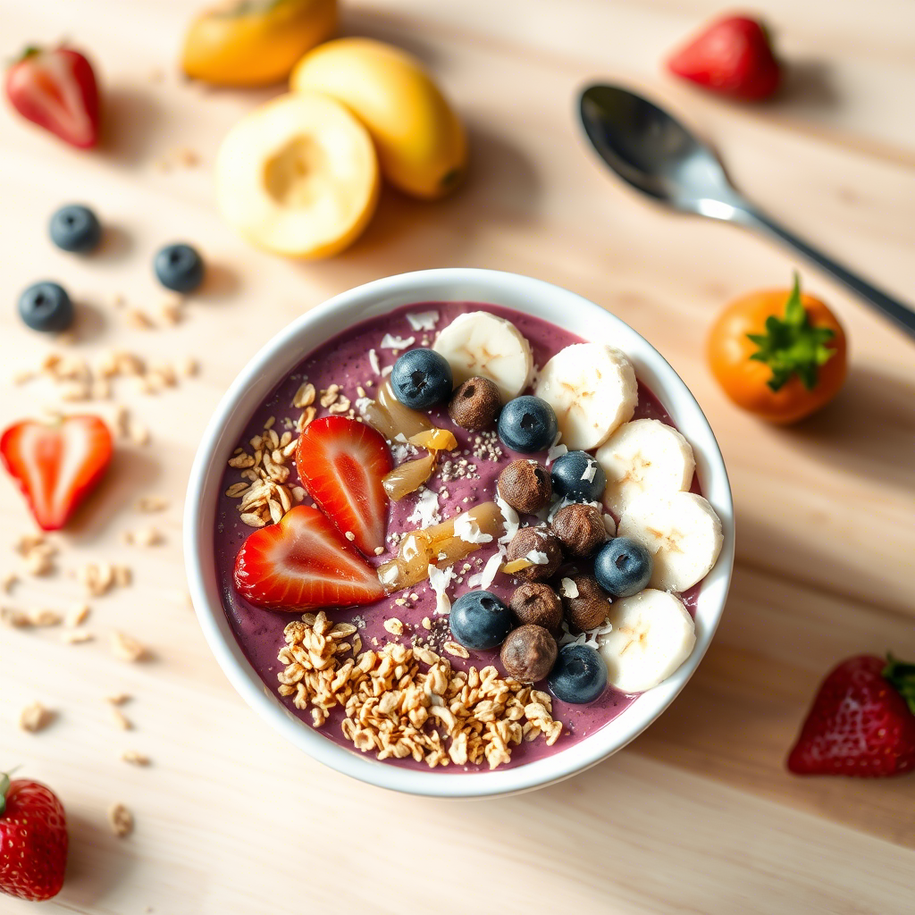 Smoothie Bowl with Granola and Fresh Fruit