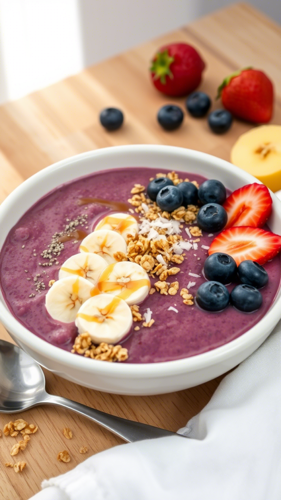 Smoothie Bowl with Granola and Fresh Fruit