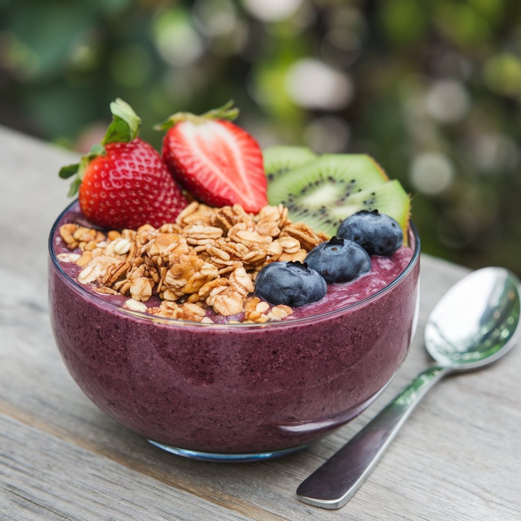 Smoothie Bowl with Granola and Fresh Fruit
