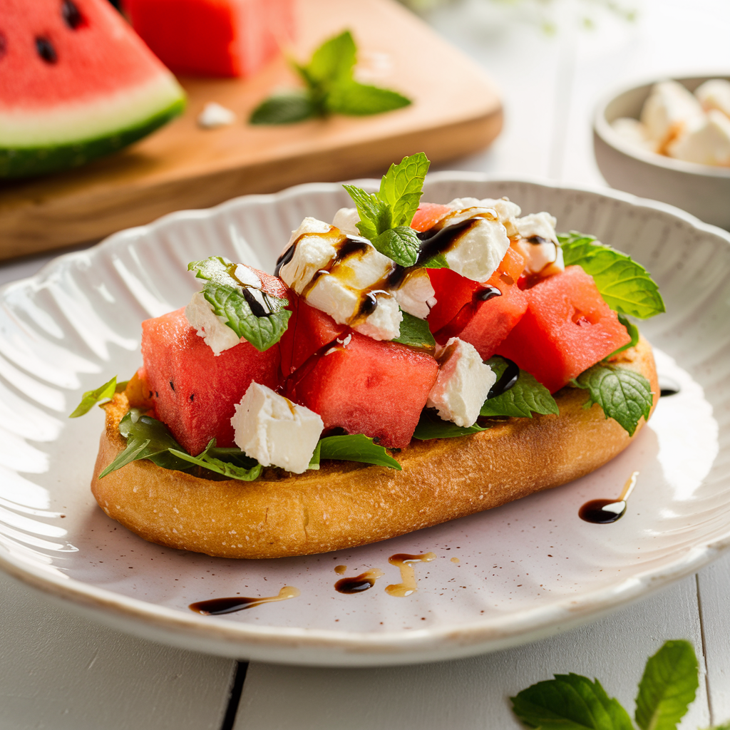 Watermelon and Feta Salad Toast